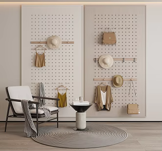 Modern Hole Board Wall Decoration Pendant Partition Wall Board Storage Rack Leisure Chair Clothes Hat 3d model