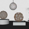Geometric Spherical Decorations With Hanging Lamp And Light Effects On Display Stands