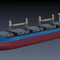 Large Cargo Ship COSCO Shipping With Blue Red Hull And White Cranes
