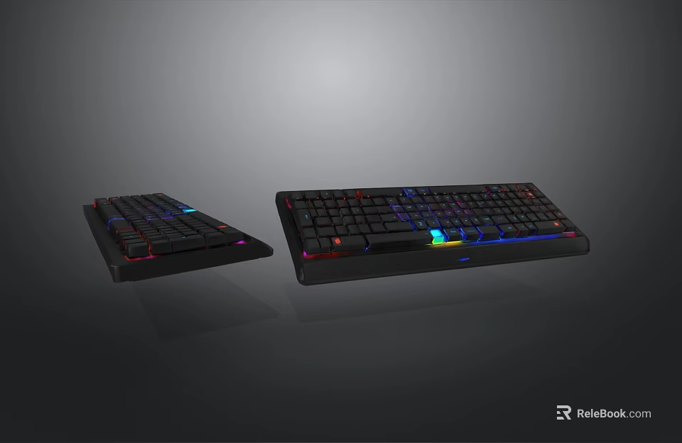 RGB Backlit Computer Keyboards With Two Different Styles And Colorful Illumination 3d model 