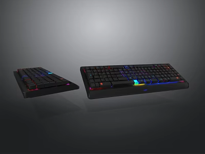 RGB Backlit Computer Keyboards With Two Different Styles And Colorful Illumination 3d model
