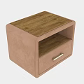 Modern Minimalist Brown Bedside Table With Drawer And Metal Handle 3d model