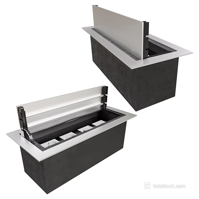 Heavy Duty Black Storage Containers With Silver Flip Top Lids And Embedded Design 3d model 