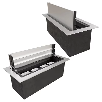Heavy Duty Black Storage Containers With Silver Flip Top Lids And Embedded Design 3d model