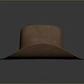 Brown Leather Cowboy Hat With Wide Brim Red Band And Stitching Details