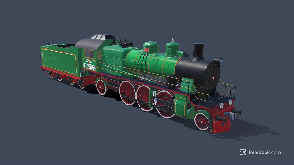 Vintage Green Steam Train With Black Chimney Red Wheels And Classic Locomotive Design 3d model 