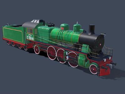 Vintage Green Steam Train With Black Chimney Red Wheels And Classic Locomotive Design 3d model