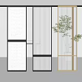 Modern Glass Room Dividers With Textured Panels And Black Gold Frames