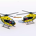 Two Yellow Helicopters For Emergency Rescue Services 3d model