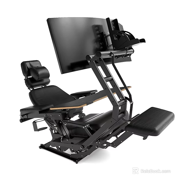 Modern Ergonomic Black Leather Recliner Chair With Adjustable Headrest Footrest And Armrests 3d model 