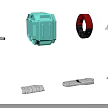 Fighter Jet Component Parts 3D Models with Various Shapes and Colors