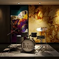 Drum Set And Art Supplies Display With The Beatles Artwork And Musical Instruments