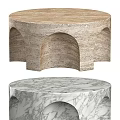 Round Modern Coffee Tables with Arched Hollowed Design in Marble and Natural Stone
