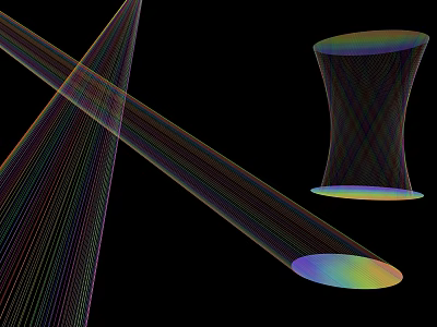 Colorful Line Decorative Lights With Rainbow Gradient Cone And Column Structures On Black Background 3d model