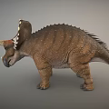 Realistic 3D Triceratops Dinosaur Model with Colorful Frill Brown Scaly Body and Long Horns