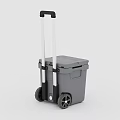 Gray Storage Box With Telescopic Handle And Wheels For Home Use