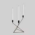 Stylish Candle Lamp With Three Candles Metal Stand And Geometric Base
