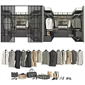 Modern Wardrobe Design With Open Shelves Hanging Clothes Storage Drawers And Accessories