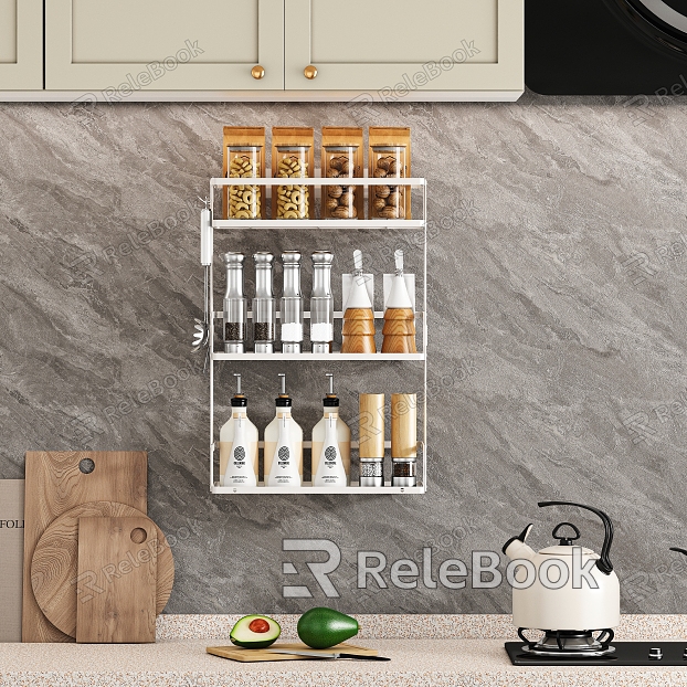 Modern Storage Rack Kitchen Spicing Bottle Wall-Mounted Storage Rack model