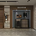 Modern Clothing Store Front With Window Mannequins And Decorative Lattice Sign