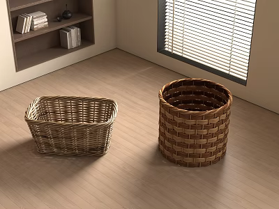 Woven Laundry Basket Storage Basket 3d model