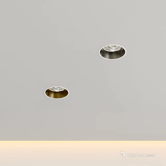 Modern Recessed Downlights Installed in Ceiling for Interior Lighting Design 3d model 