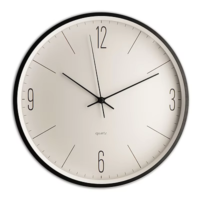 Modern Wall Clock With White Dial Black Frame Hands And Quartz Movement 3d model