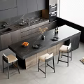 Modern bar chair combination bar table and chair combination 3d model