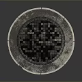 Ornate Pavilion With Circular Base Black Lattice Dome White Columns And Checkered Floor