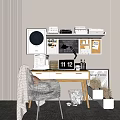 Modern desk and chair computer desk and chair desk and chair combination 3d model