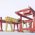 Industrial Gantry Crane Equipment With Red Yellow Steel Frame Structure And Heavy Duty Wheels