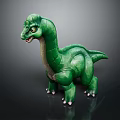 Green Dinosaur Toy Figure With Friendly Expression And Detailed Texture