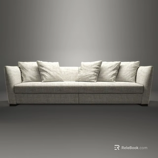 Modern Light Gray Fabric Two Seater Sofa With Multiple Soft Cushions And Simple Design 3d model