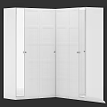 Sleek White Corner Cabinet Design With Multiple Doors And Modern Storage 3d model