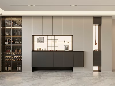 Elegant Modern Wine Cabinet With Glass Shelves And LED Lighting For Wine Storage 3d model