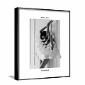Black and White Female Portrait Art Three Framed Prints on Gray Wall