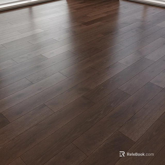 Dark Wooden Flooring With Natural Wood Grain And Smooth Glossy Surface 3d model 