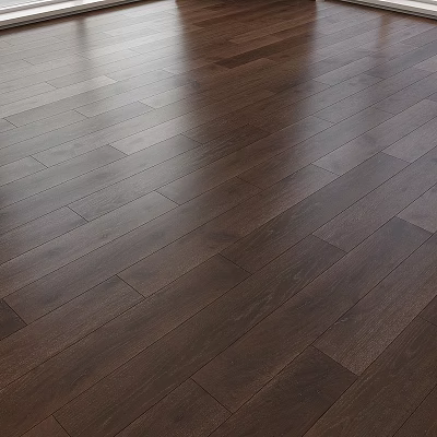 Dark Wooden Flooring With Natural Wood Grain And Smooth Glossy Surface 3d model