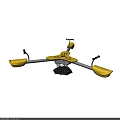 Outdoor Yellow Children Playground Spinner With Three Seats And Rotating Platform