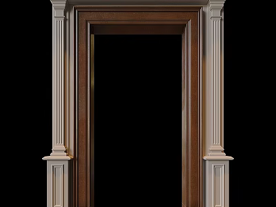 Classical Hinged Door Featuring Wooden Frame And Decorative Pilasters For Interior Design 3d model