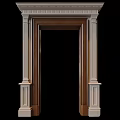 Classical Hinged Door Featuring Wooden Frame And Decorative Pilasters For Interior Design
