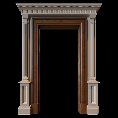 Classical Hinged Door Featuring Wooden Frame And Decorative Pilasters For Interior Design 3d model