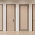 Modern Hinged Doors With Light Wood Finish And Dark Frames In Row 3d model