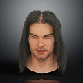 Realistic Male Head With Long Dark Hair And Facial Organs Including Eyes Nose Mouth Beard