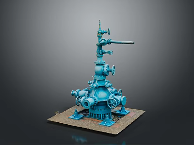 Blue Industrial Equipment Featuring Multiple Valves Pipes And Stable Base Structure 3d model