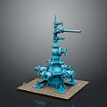Blue Industrial Equipment Featuring Multiple Valves Pipes And Stable Base Structure