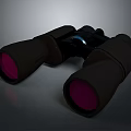 High Quality Black Binoculars With Pink Lenses Displayed On Gray Background