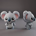 Cute Grey Koala Plush Toys Front And Side View With Big Eyes