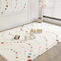 Square Rug with Colorful Polka Dots in Kids Room Play Area for Children's Playtime