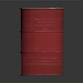 Red Metallic Oil Barrel With Vintage Design On Dark Reflective Background